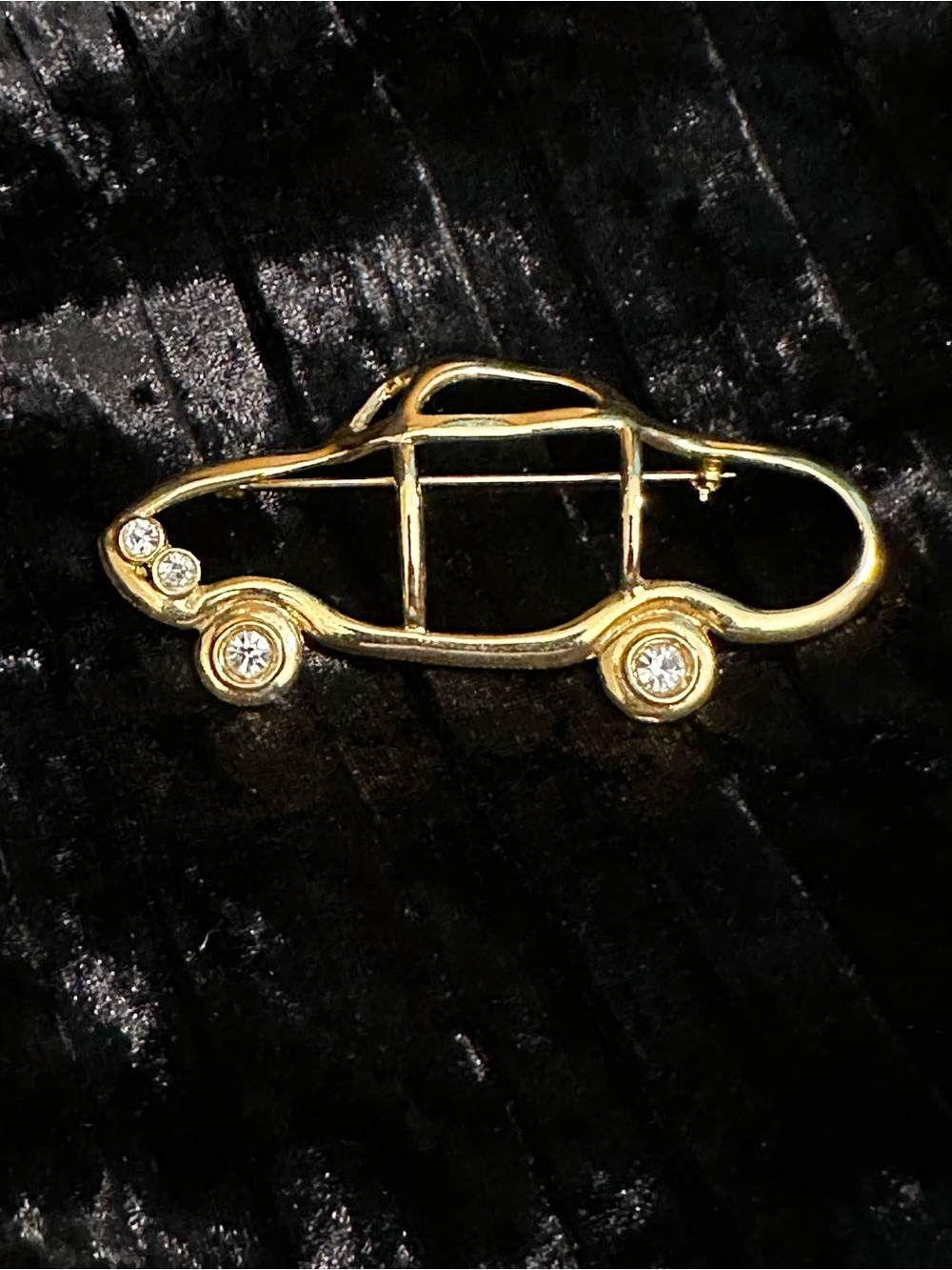 Vintage Gold Tone Figural Car Broach